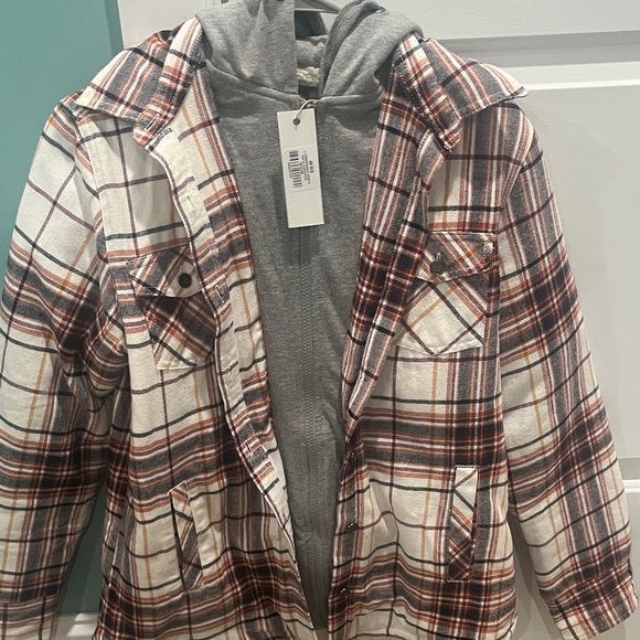 Natural Reflections Checkered Utility Jacket with Hood - Picture 3 of 5